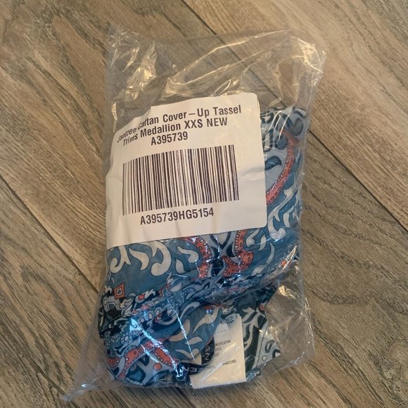 NWT JANTZEN CAFTAN COVER-UP TASSEL TRIM MEDALLION XXS - Picture 7 of 9